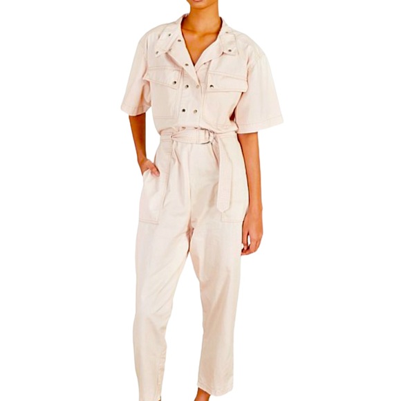 Magali Pascal x Anthropologie Dylan Lg Pink Beige Utility Jumpsuit Coveralls - Picture 11 of 15